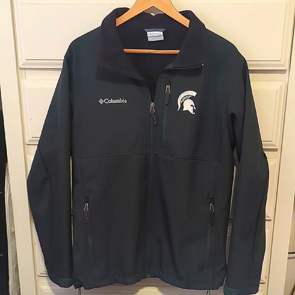 Michigan State Columbia Hunter Green Embroidered Fleece Lined Jacket Spartan L - Picture 1 of 12